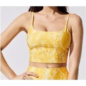 Carbon38 Yellow Snake Print Women's Crop Top Workout Tank